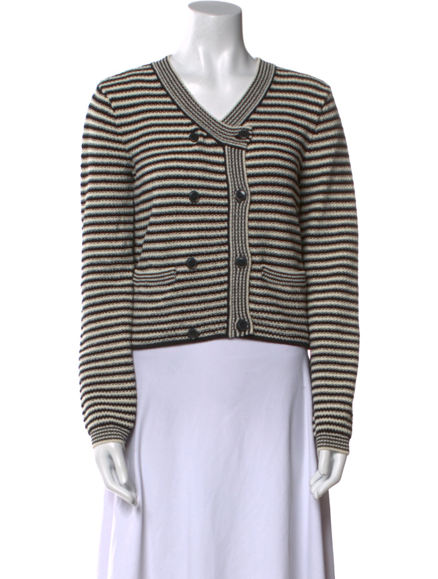 FRAME Striped V-Neck Sweater w/ Tags