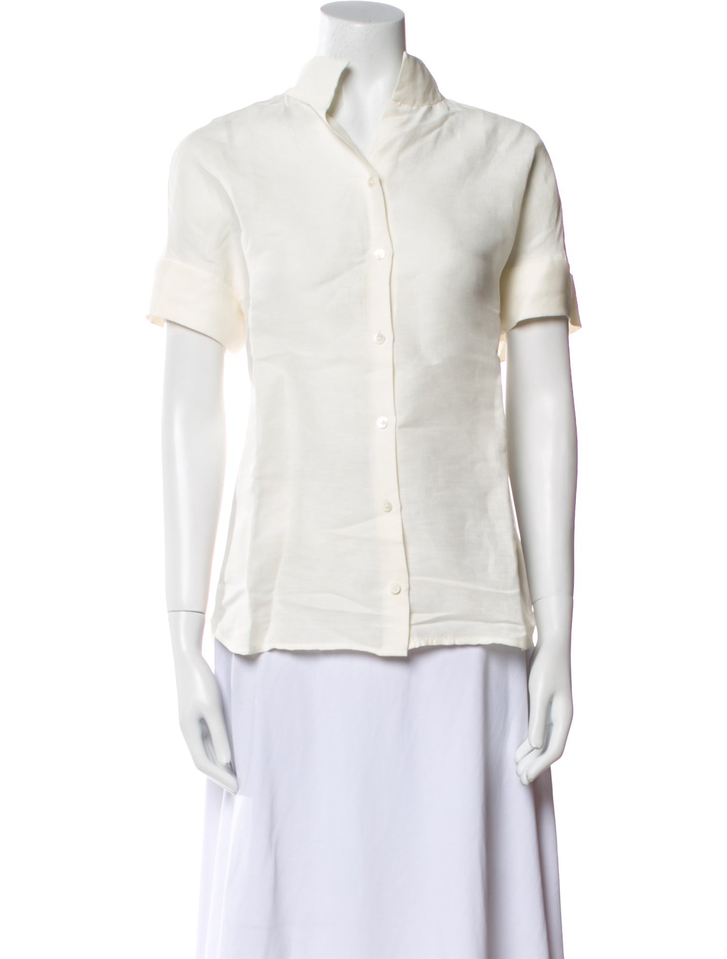 FRAME Linen Short Sleeve Button-Up Top