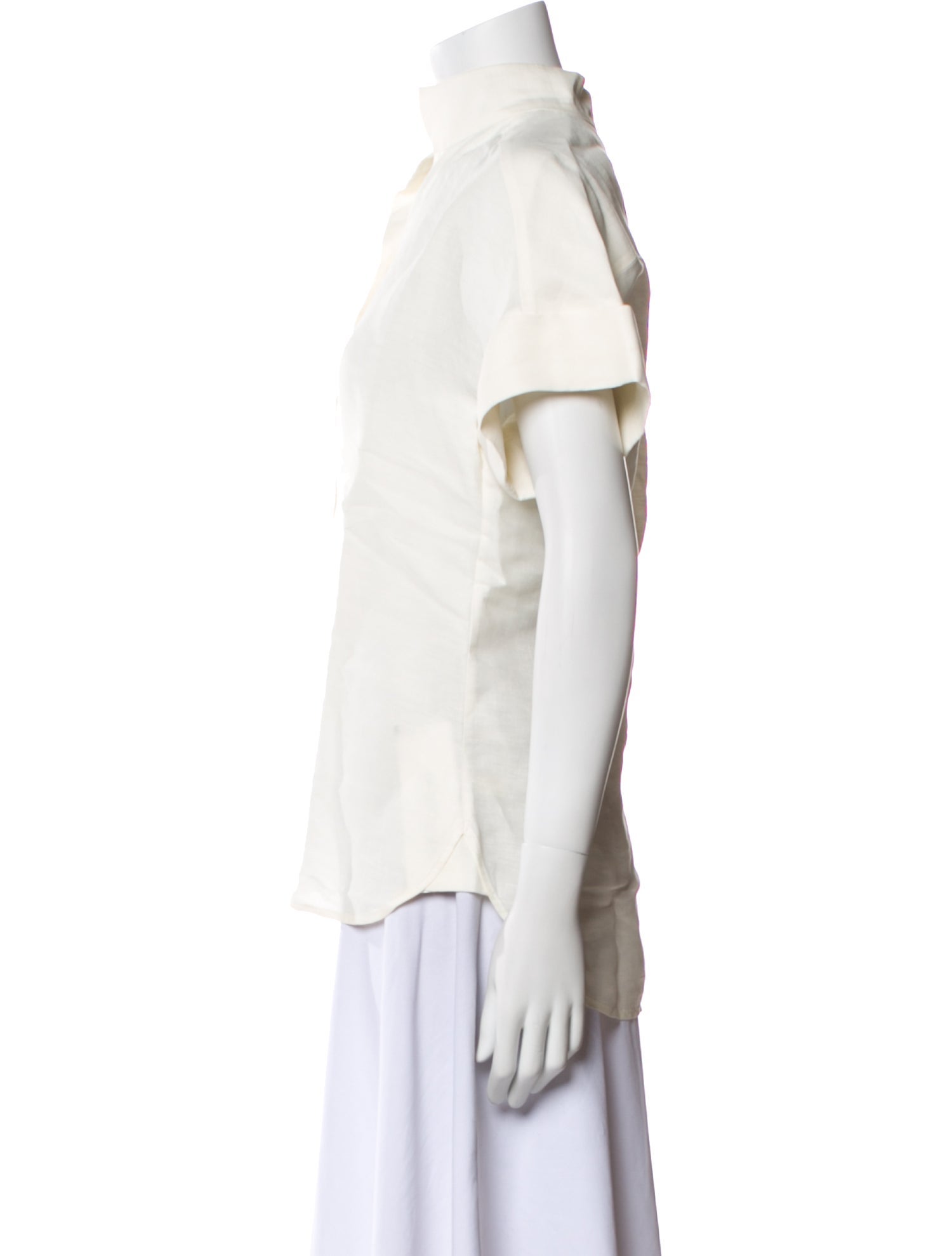 FRAME Linen Short Sleeve Button-Up Top