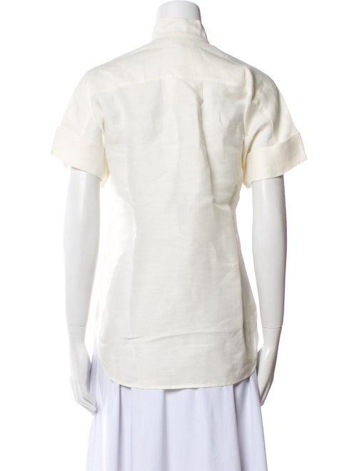 FRAME Linen Short Sleeve Button-Up Top