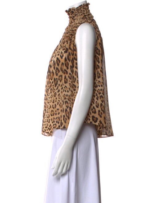 FRAME Animal Print Turtleneck Top