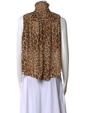 FRAME Animal Print Turtleneck Top