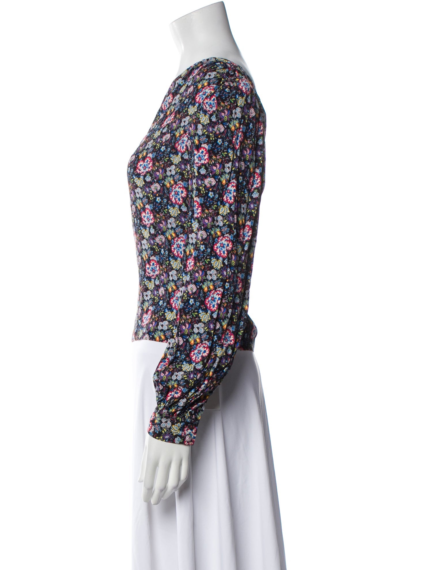 FRAME Floral Print One-Shoulder Crop Top