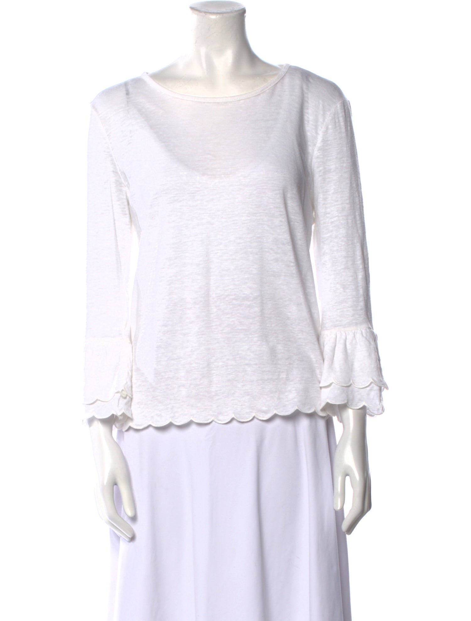 FRAME Linen Bateau Neckline Top