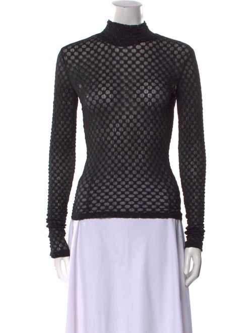 FRAME Polka Dot Print Turtleneck Top