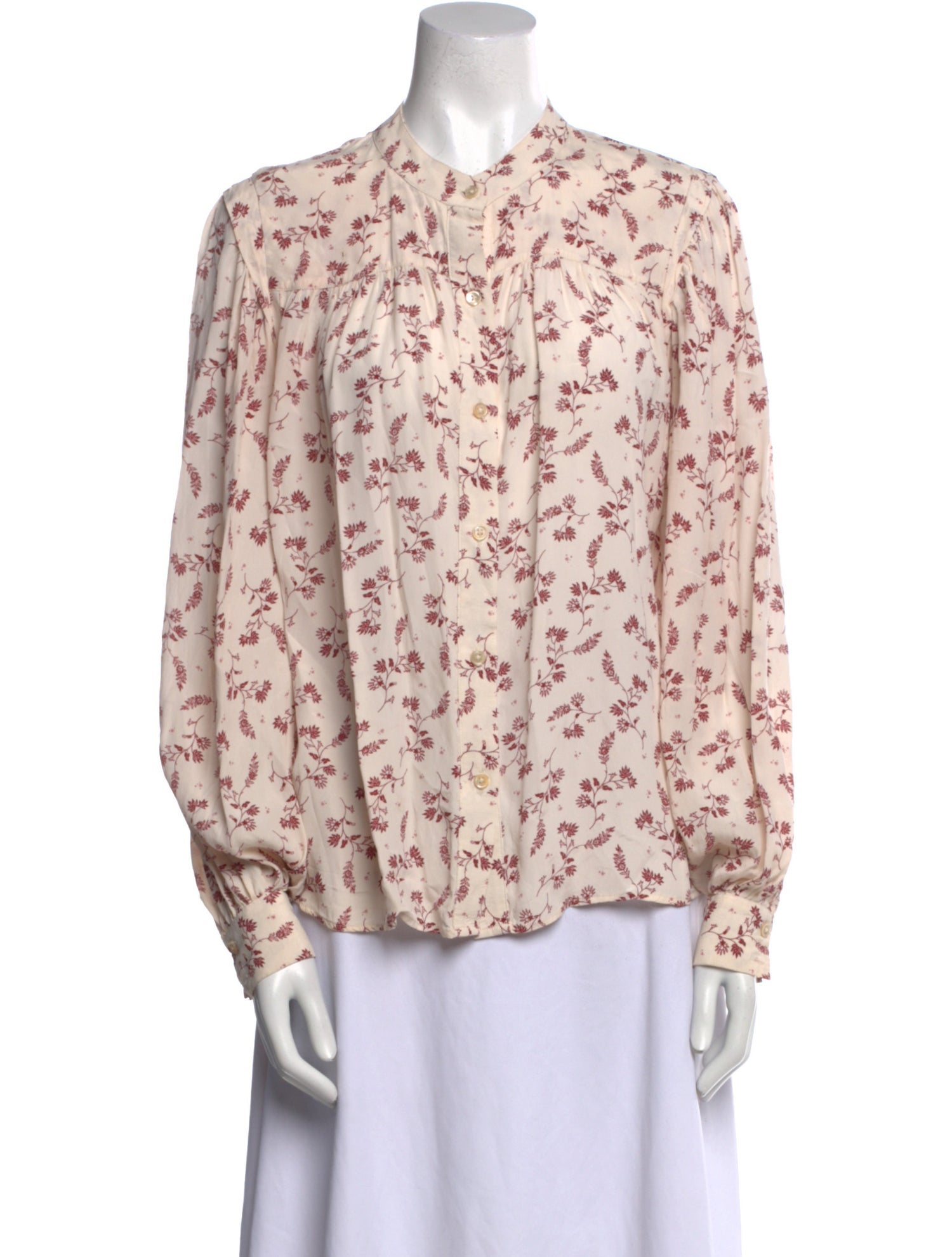 FRAME Floral Print Mock Neck Blouse