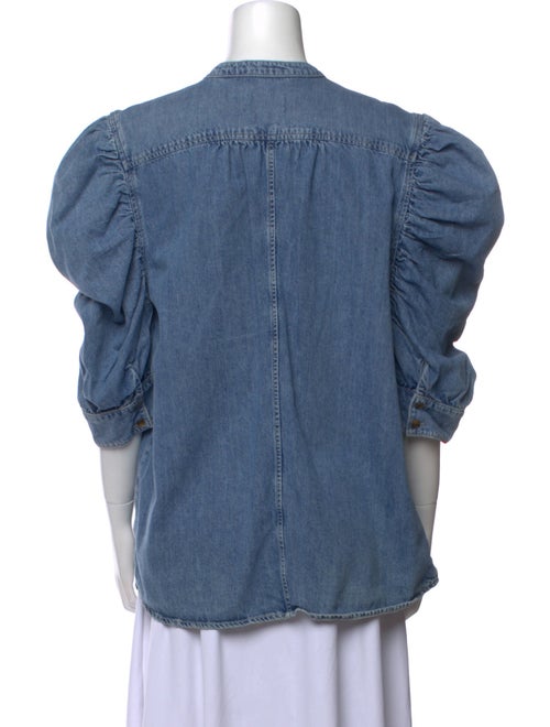 FRAME V-Neck Three-Quarter Sleeve Button-Up Top