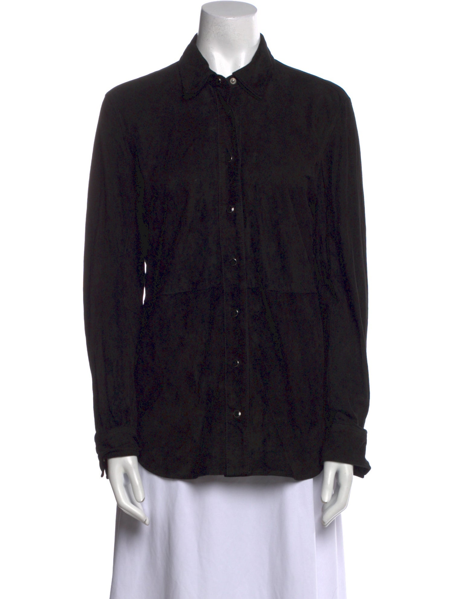 FRAME Leather Long Sleeve Button-Up Top