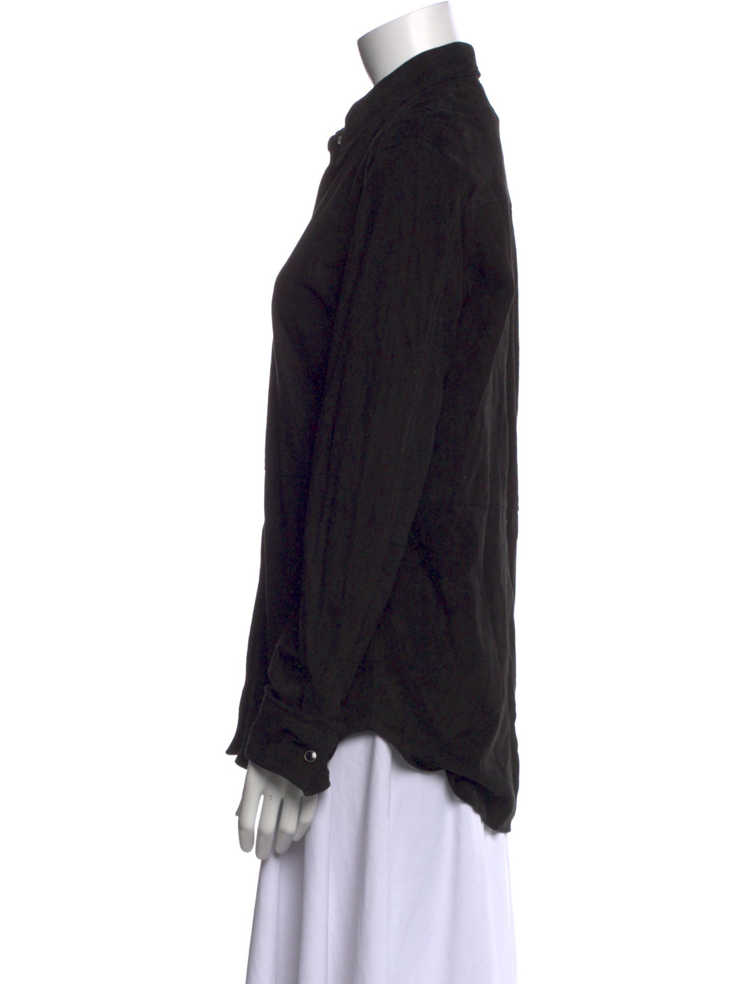 FRAME Leather Long Sleeve Button-Up Top