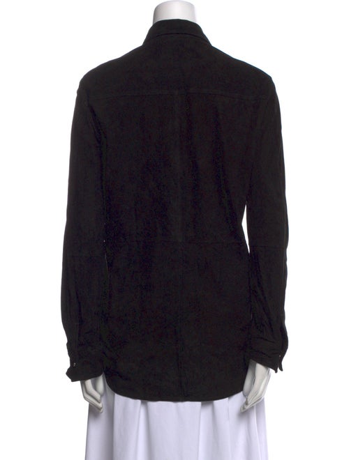 FRAME Leather Long Sleeve Button-Up Top