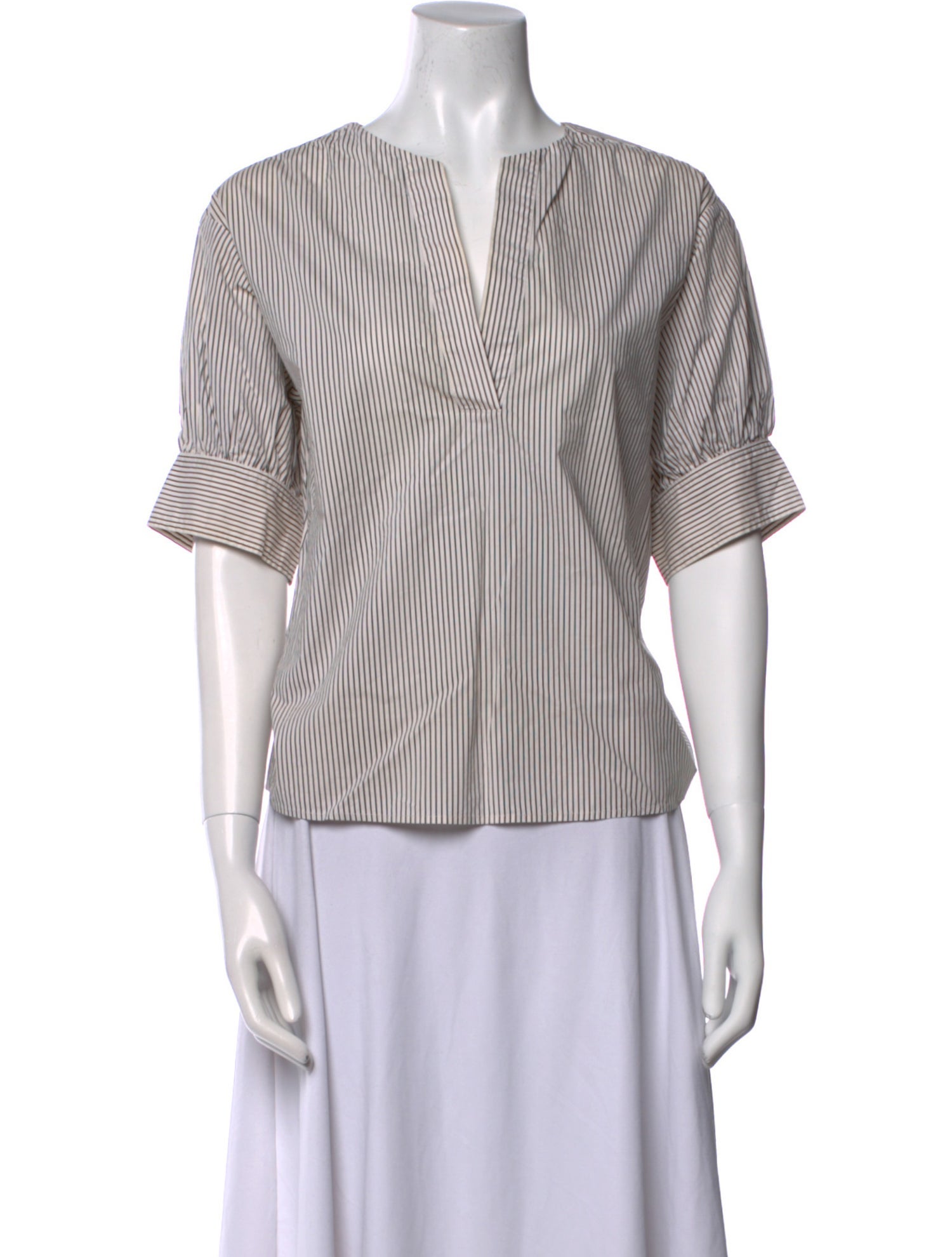 FRAME Striped V-Neck Blouse