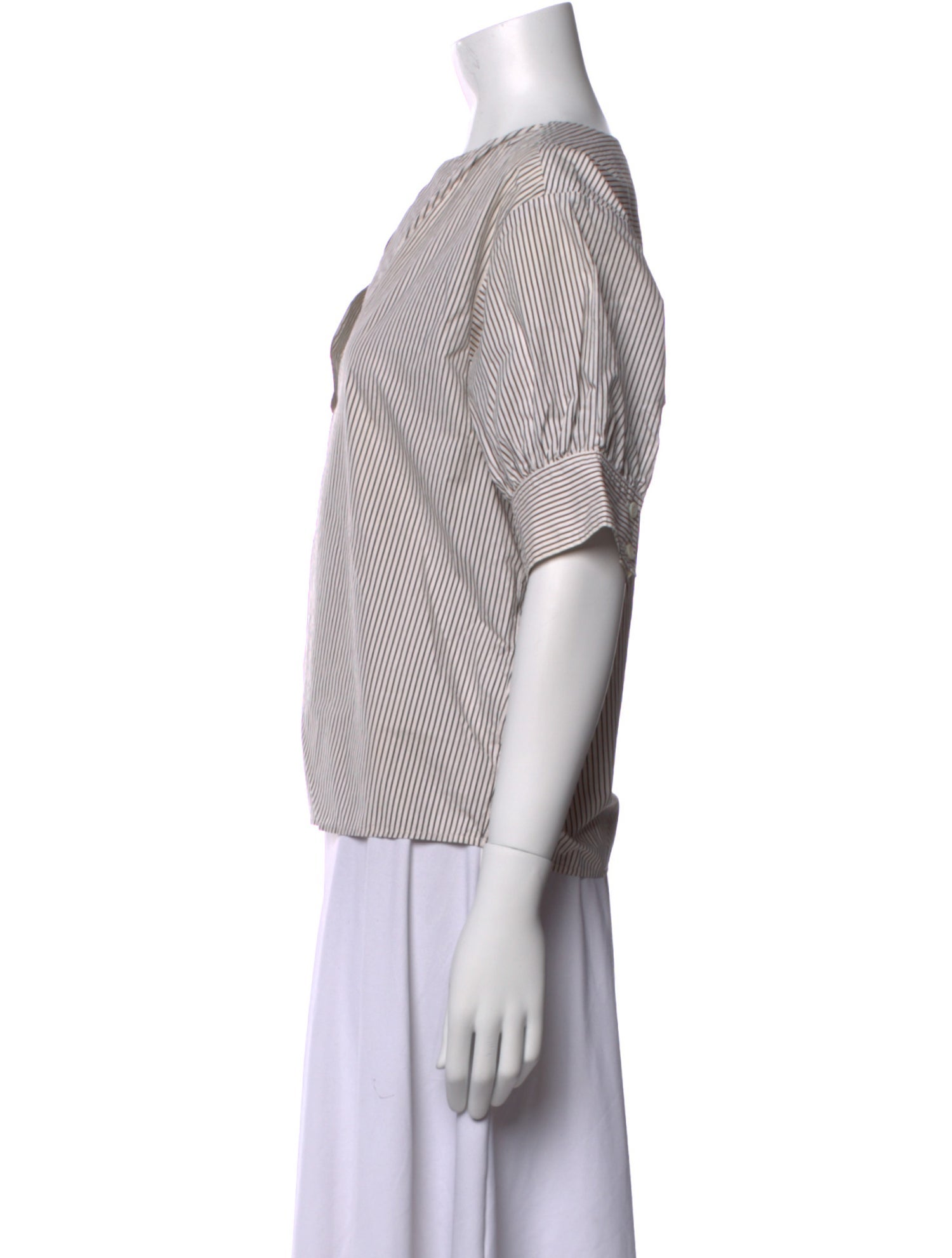 FRAME Striped V-Neck Blouse