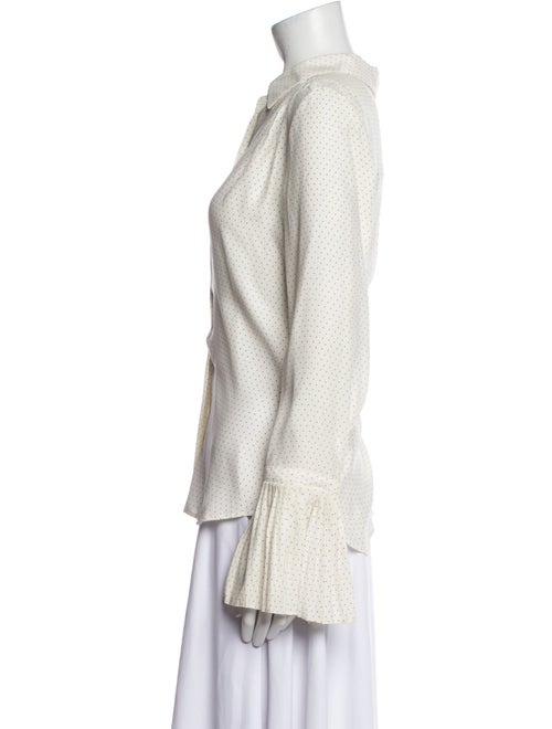 FRAME Silk Polka Dot Print Button-Up Top