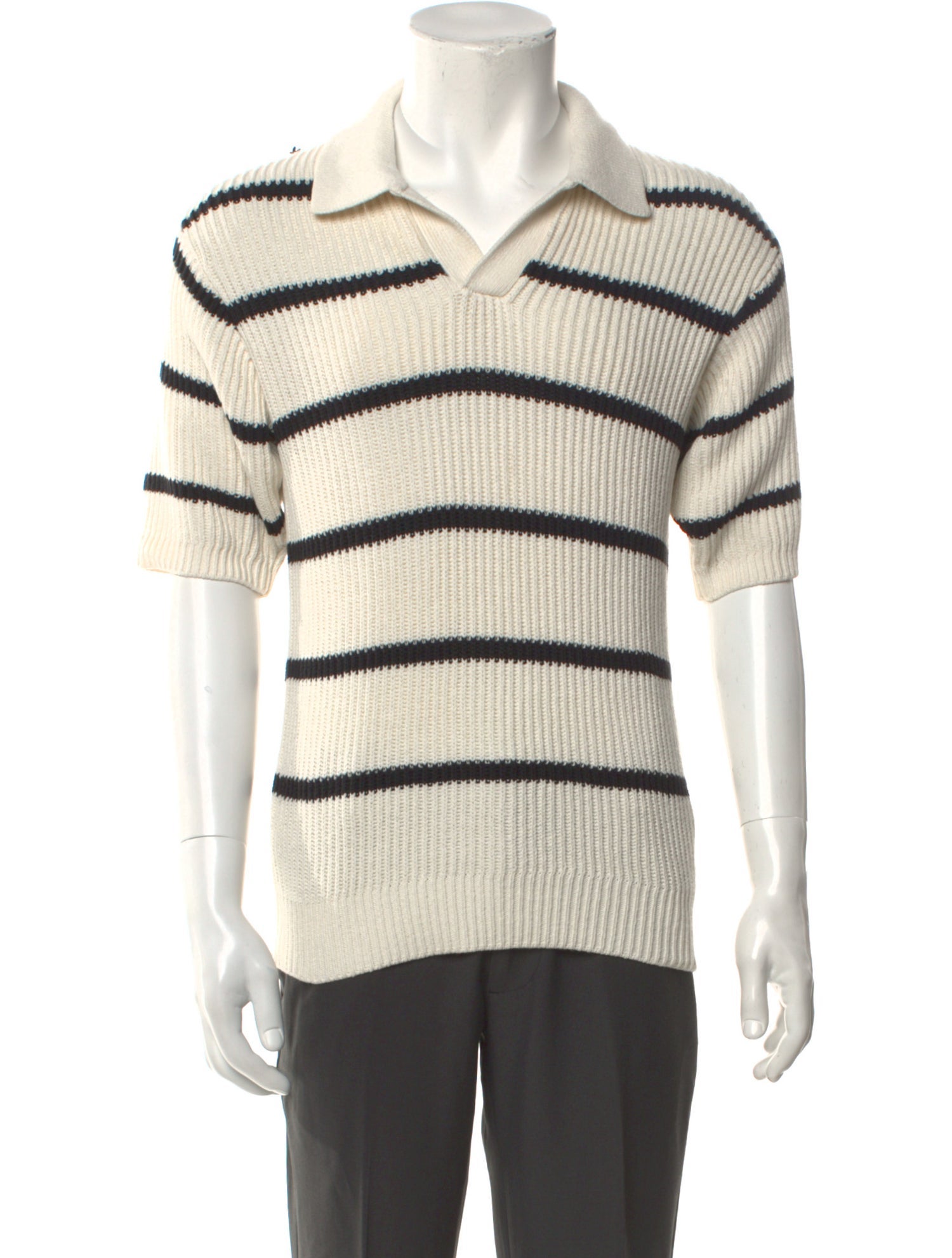 FRAME Striped Crew Neck Polo Sweater w/ Tags