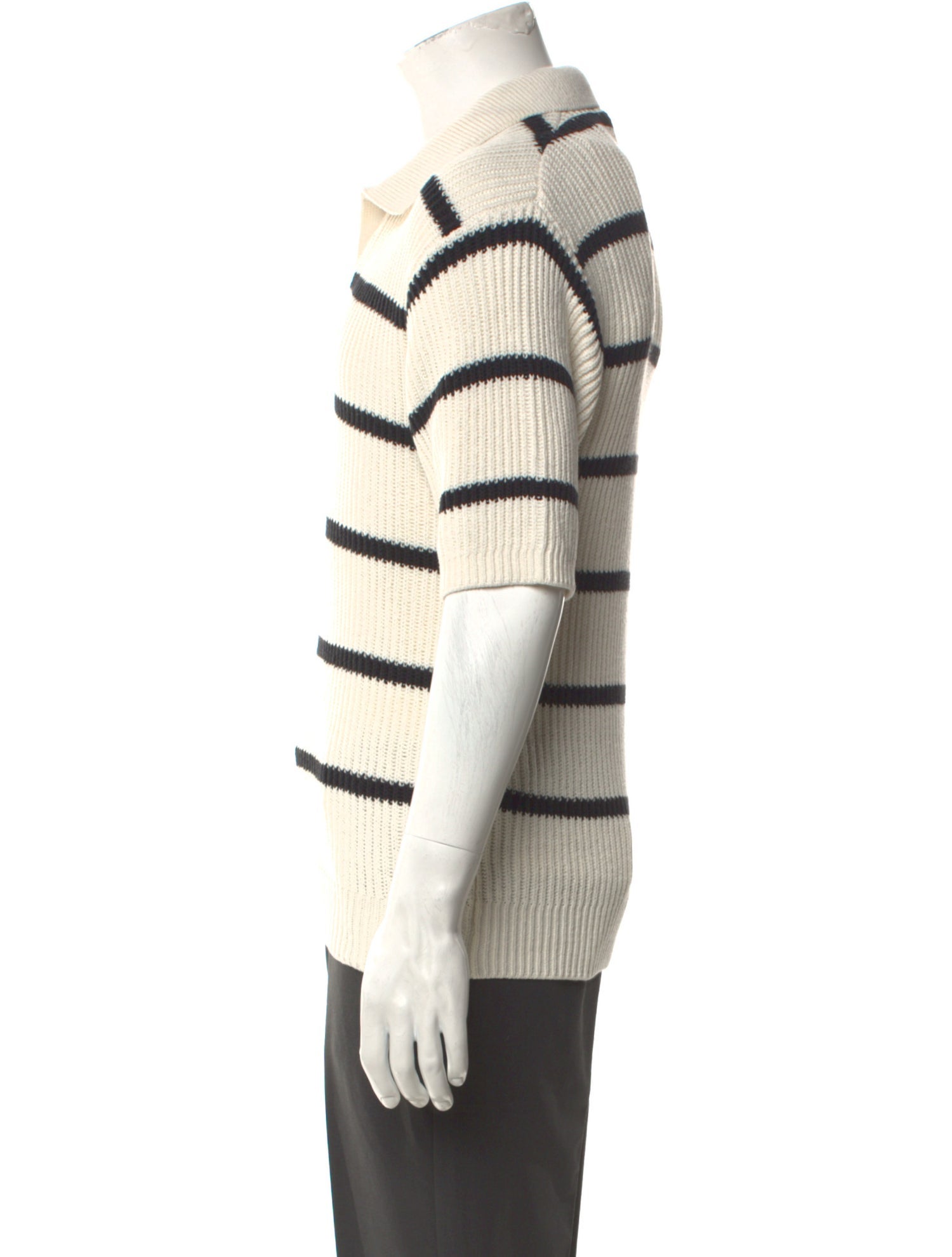FRAME Striped Crew Neck Polo Sweater w/ Tags