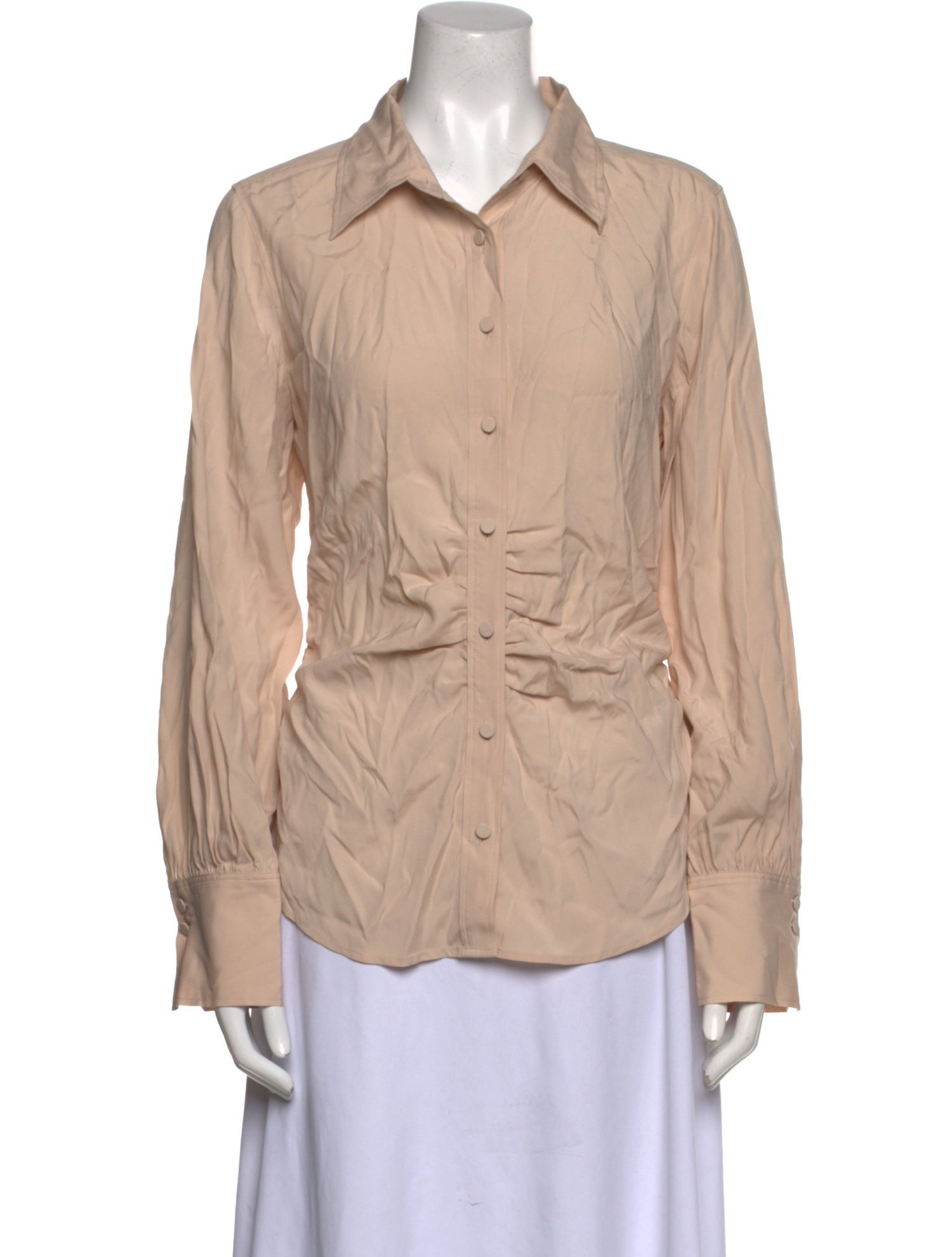 FRAME Silk Long Sleeve Button-Up Top