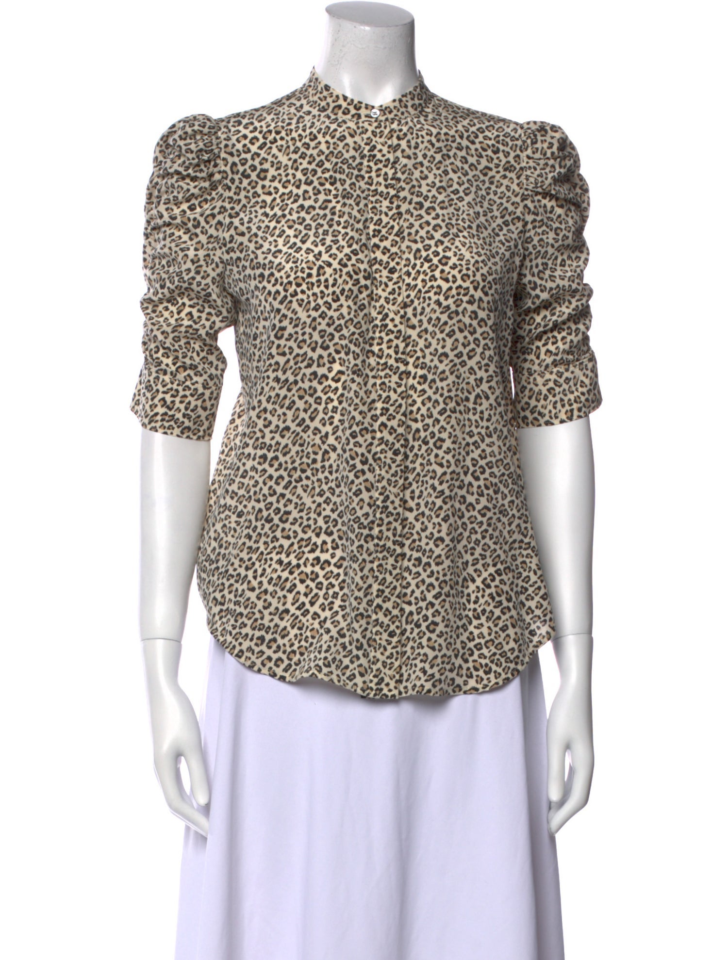 FRAME Silk Animal Print Button-Up Top w/ Tags