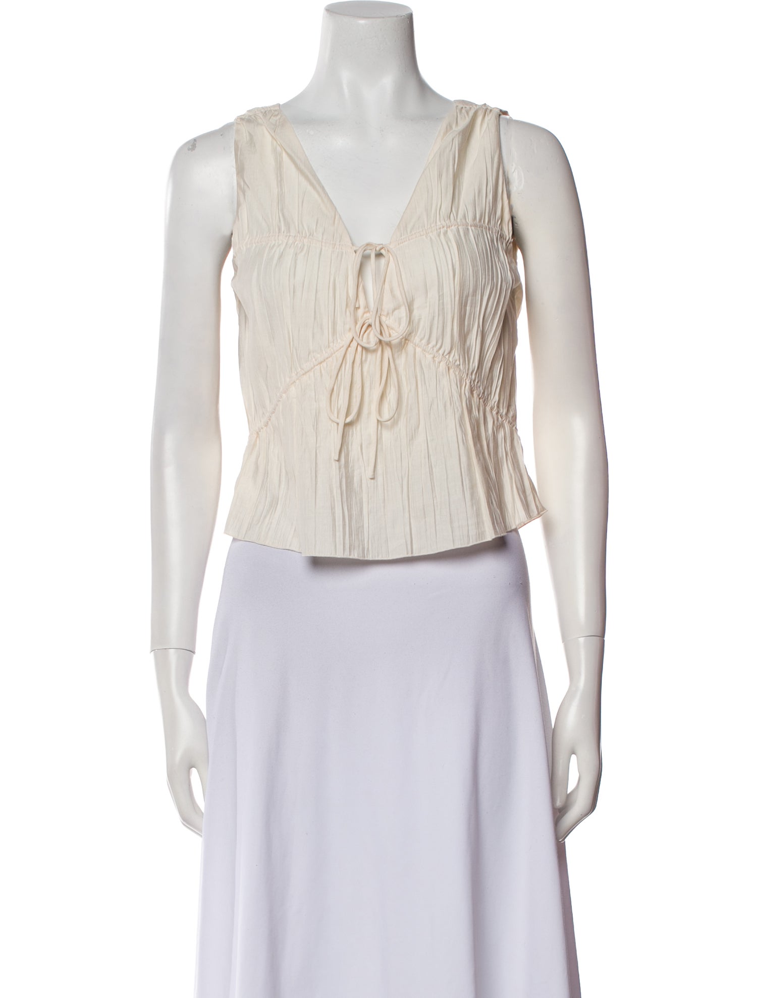 FRAME V-Neck Sleeveless Crop Top