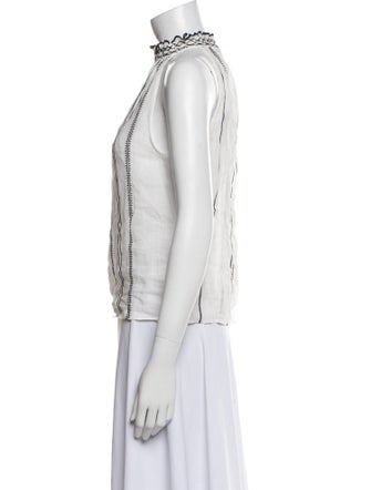 FRAME Striped Mock Neck Blouse