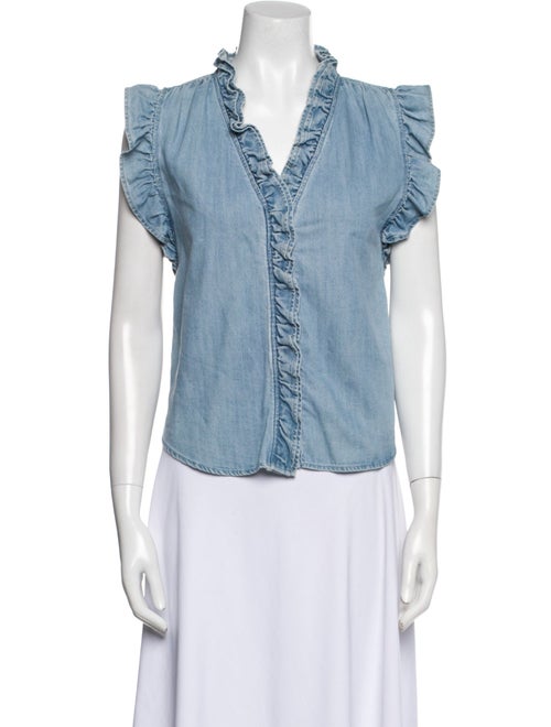 FRAME V-Neck Sleeveless Button-Up Top