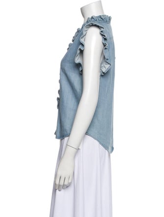 FRAME V-Neck Sleeveless Button-Up Top