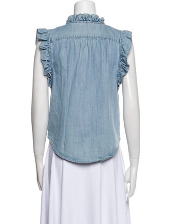 FRAME V-Neck Sleeveless Button-Up Top