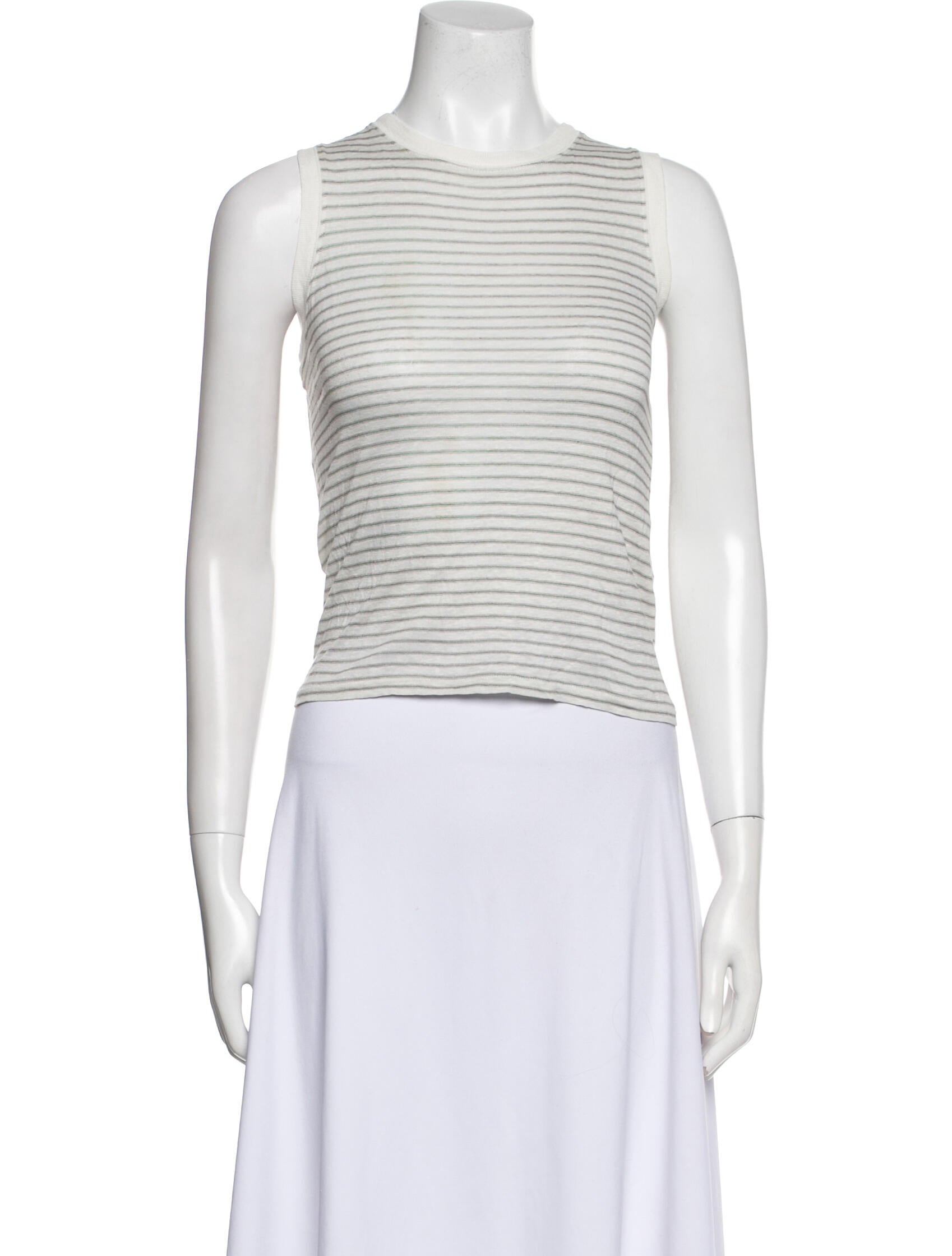 FRAME Linen Striped Crop Top