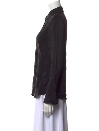 FRAME Silk Long Sleeve Button-Up Top