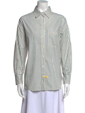 FRAME Striped Long Sleeve Button-Up Top