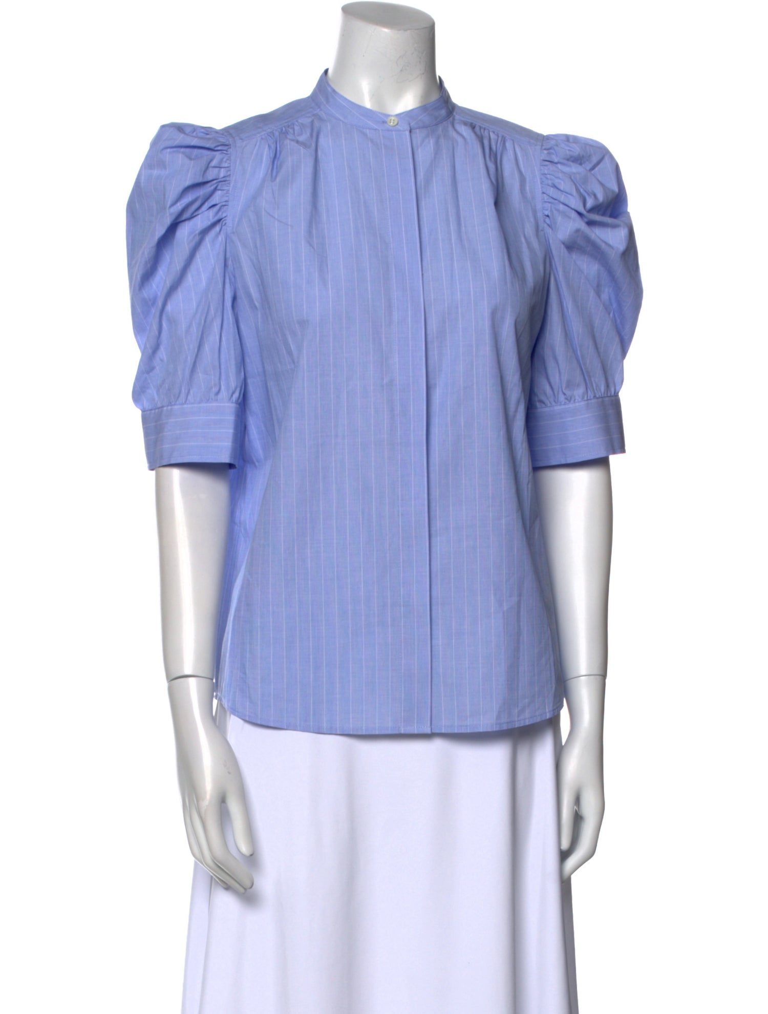 FRAME Mock Neck Short Sleeve Button-Up Top