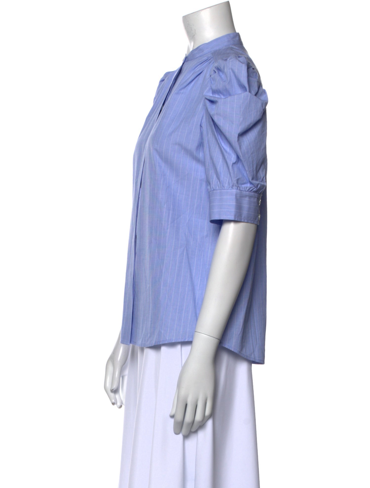 FRAME Mock Neck Short Sleeve Button-Up Top