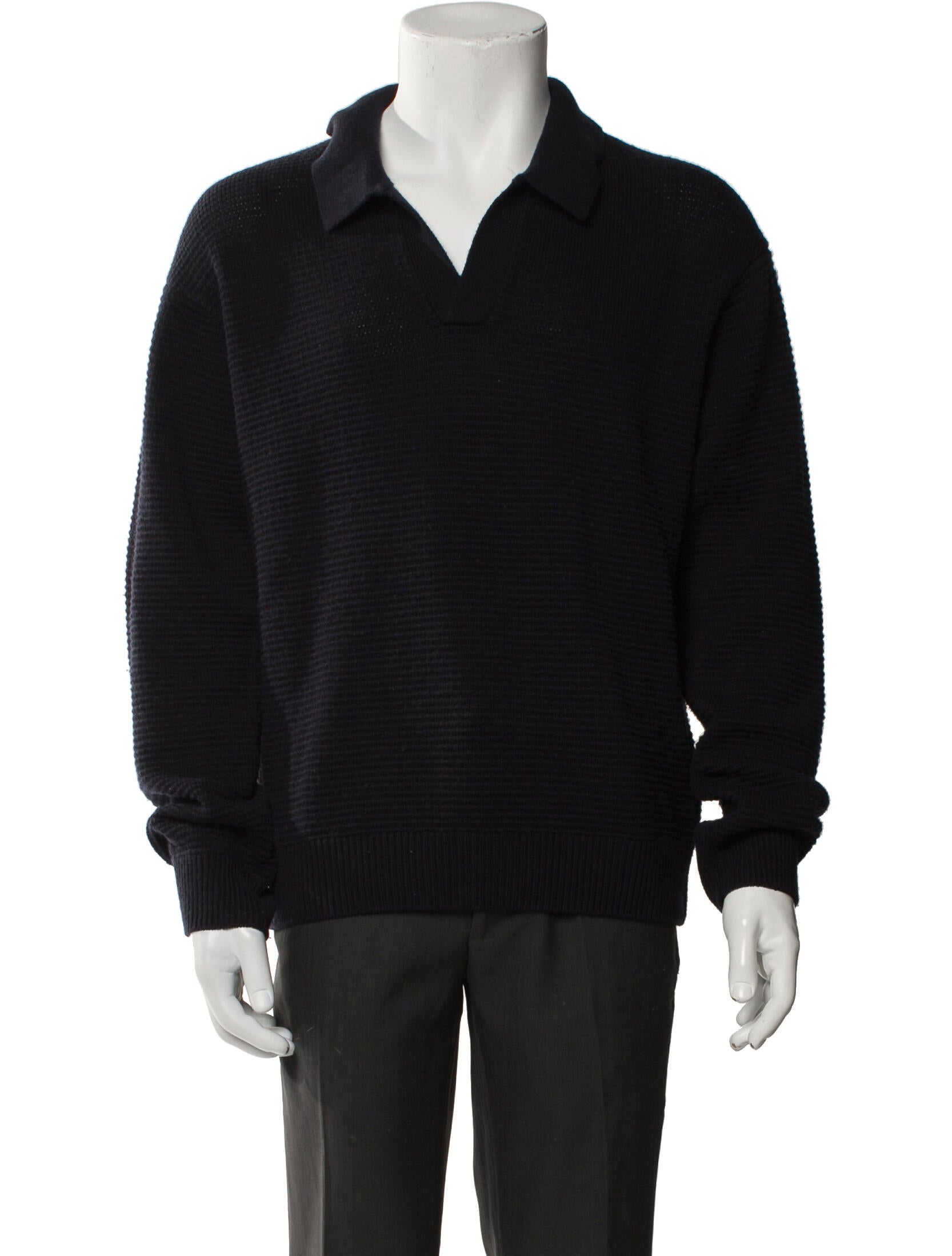 FRAME Wool V-Neck Polo Sweater