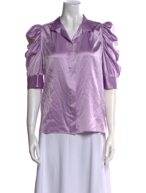 FRAME Silk V-Neck Button-Up Top
