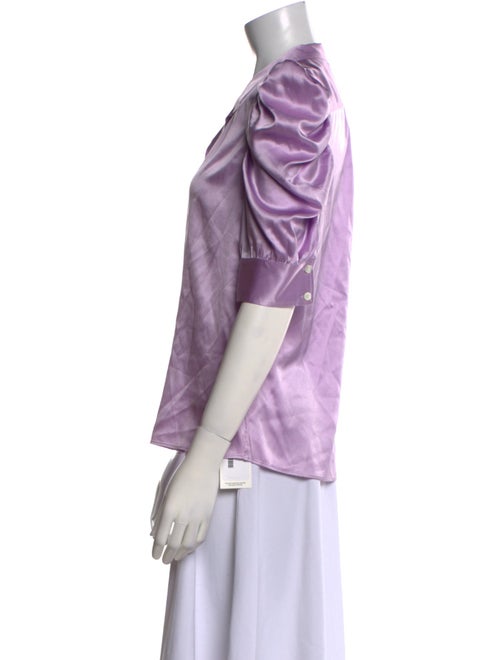 FRAME Silk V-Neck Button-Up Top