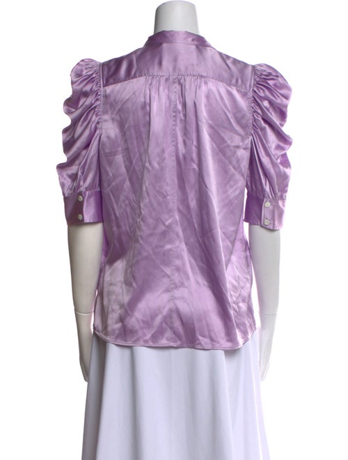 FRAME Silk V-Neck Button-Up Top