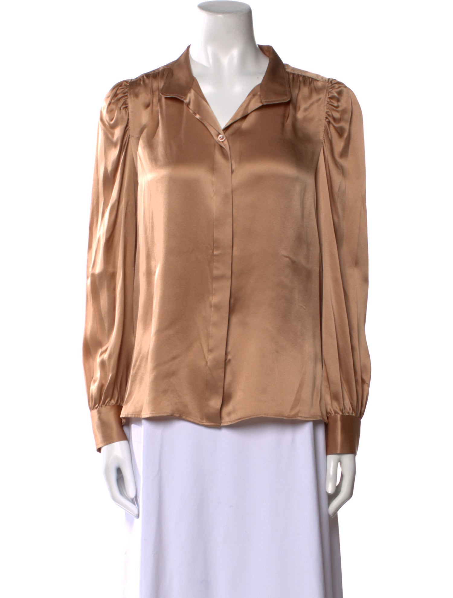 FRAME Silk Long Sleeve Button-Up Top