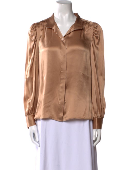 FRAME Silk Long Sleeve Button-Up Top