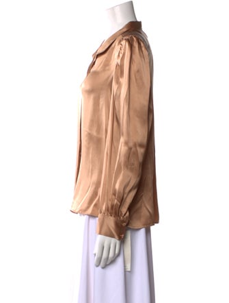 FRAME Silk Long Sleeve Button-Up Top