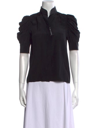 FRAME Silk Mock Neck Blouse