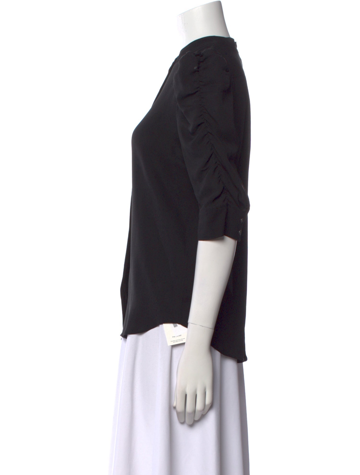 FRAME Silk Mock Neck Button-Up Top