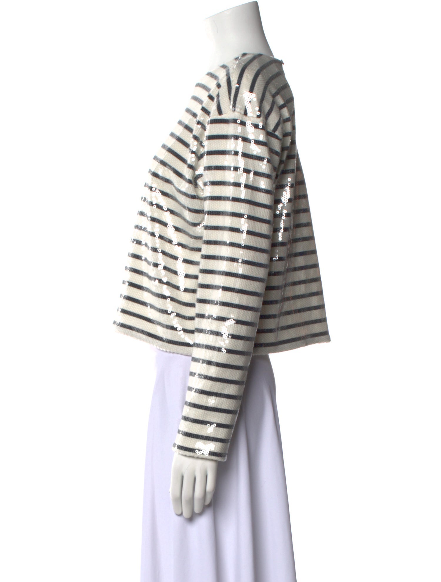 FRAME Striped Crew Neck Crop Top