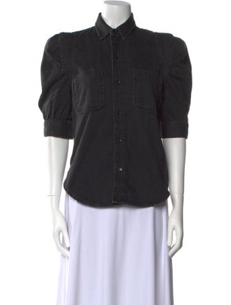 FRAME Three-Quarter Sleeve Button-Up Top