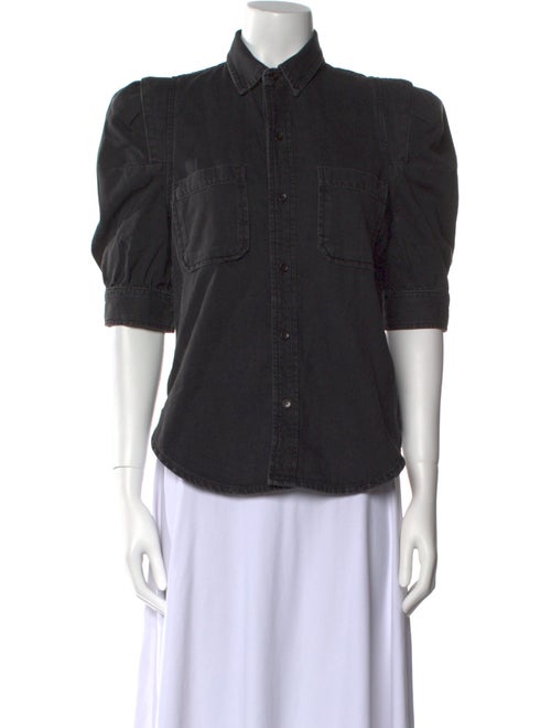 FRAME Three-Quarter Sleeve Button-Up Top