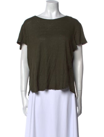 FRAME Linen Bateau Neckline T-Shirt