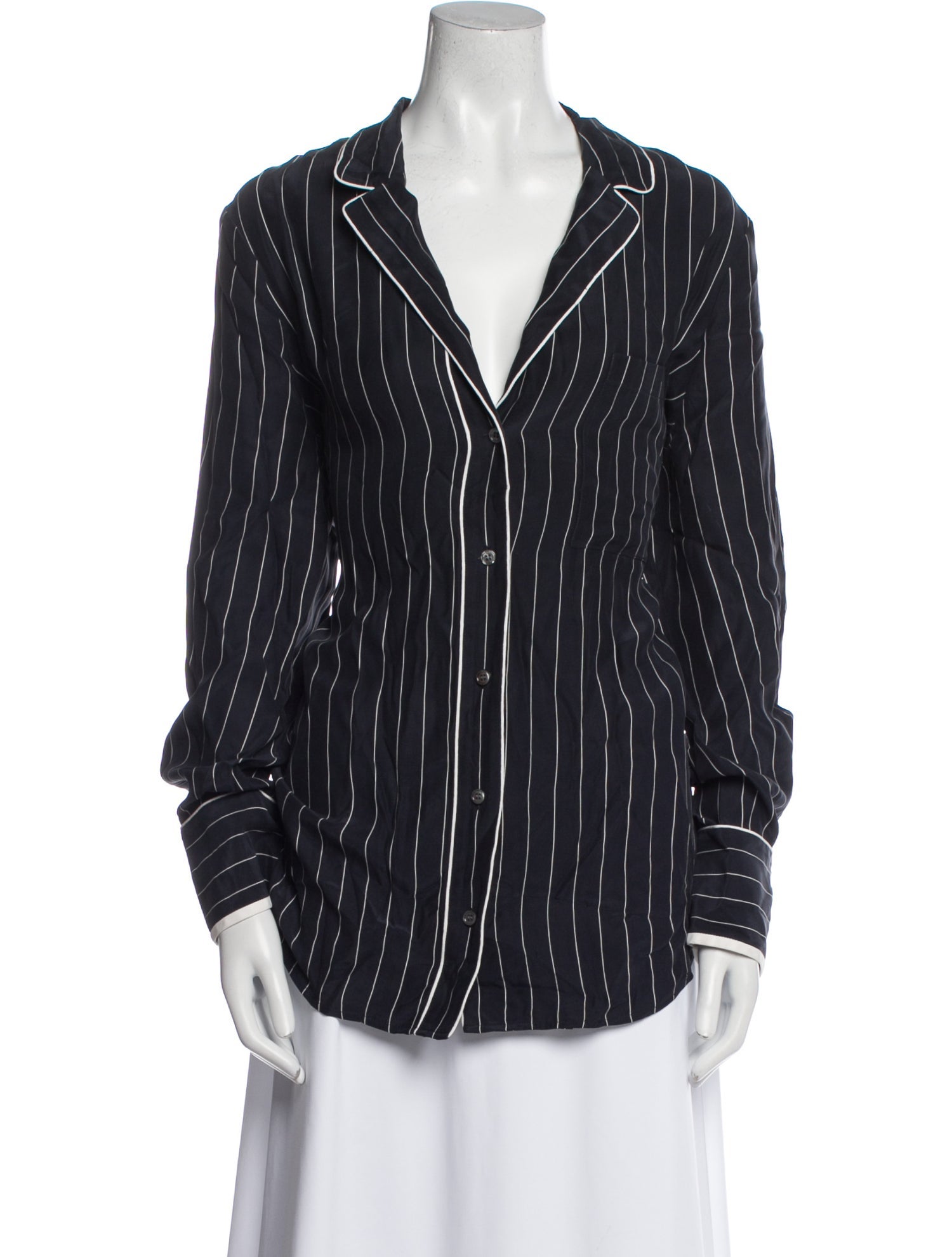 FRAME Silk Striped Button-Up Top