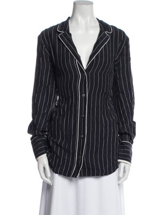 FRAME Silk Striped Button-Up Top