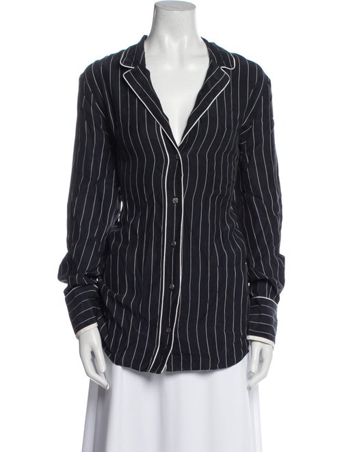 FRAME Silk Striped Button-Up Top