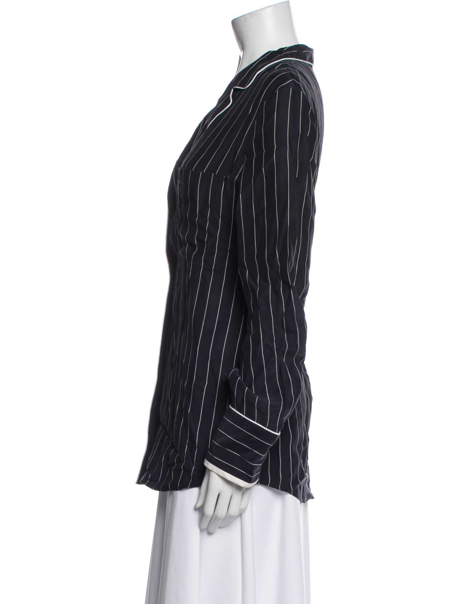 FRAME Silk Striped Button-Up Top