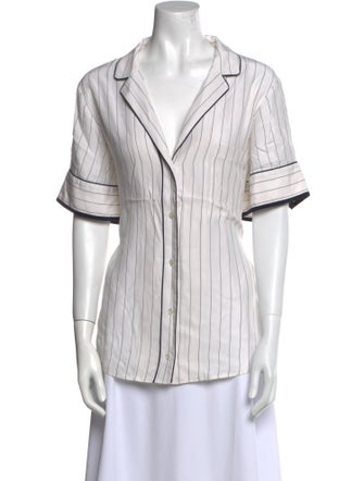 FRAME Silk Striped Button-Up Top