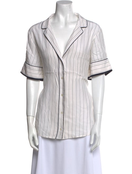 FRAME Silk Striped Button-Up Top